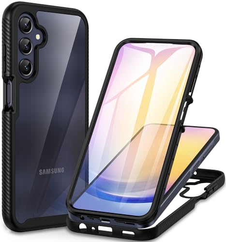 CENHUFO Capa para Samsung A25 5G, proteção de ecrã integrado, dupla face capa transparente anti-amarelecimento capa para Samsung Galaxy A25 5G - preto