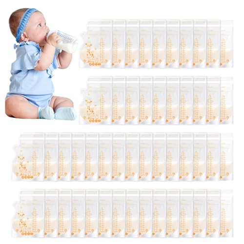 Vinabo Recipientes de armazenamento de leite materno de 50 ml, saco leite materno de 250 ml, sacos de armazenamento de leite materno com fecho duplo, congelação e descongelação rápida