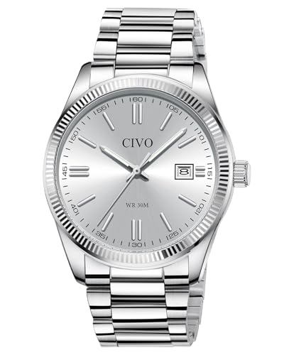 CIVO Relógio homem aço inoxidável analógico impermeável relógio pulseira homem quartzo luminoso moda presente homem