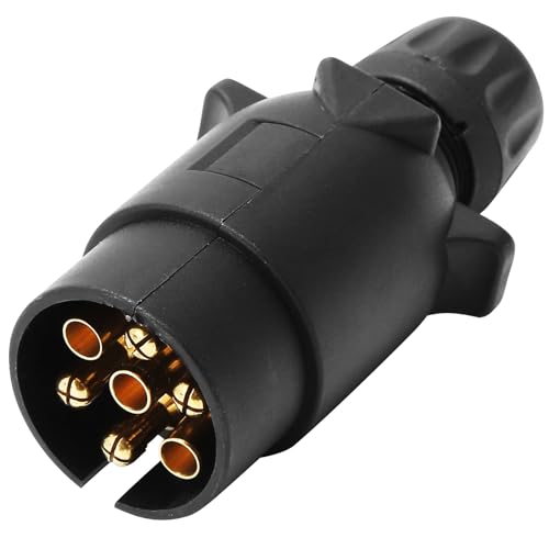AGRISHOP Tomada para reboque 7 pinos 12 V - cavilha macho para caveira e encaixe