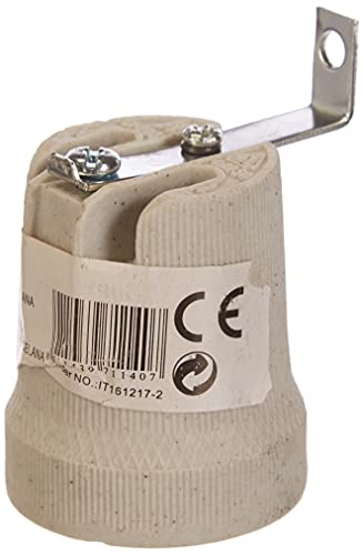 Electraline 71140 - Suporte de lâmpada (rosca E27, porcelana, inclui suporte de quadrado)