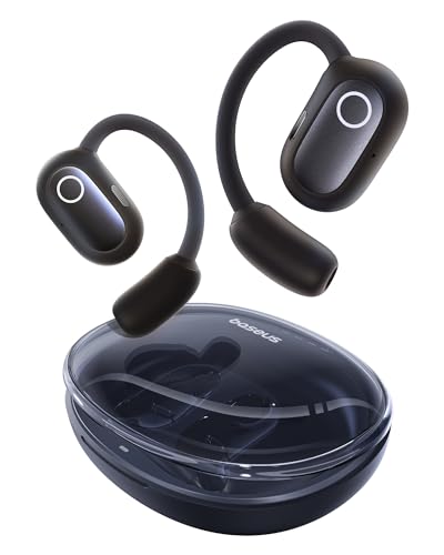 Baseus Eli Sport 1 Auriculares abertos Bluetooth, acústica direcional, graves potentes, ultraleves, IPX4 impermeáveis, microfones ENC, auriculares sem fios Bluetooth 5.3 para corrida,