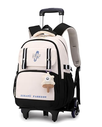 Tanou Mochila com rodas para menina, mochilas escolares com rodas grandes para meninas e meninas, resistente mochila de carro menina de 8 a 14 anos para escola viagem, 5181# Preto