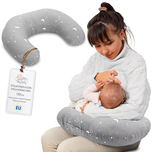Totsy Baby Almofada de amamentação e gravidez 130 cm, algodão almofada para bebé almofada de gravidez por dormir ou almofadas maternidade para mulheres grávidas e bebés luas