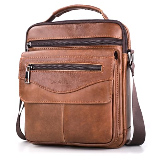 SPAHER Bolsa de ombro homem pele grande mala cavalheiro bolsa de ombro couro homem malas homem tiracolo pele mala homem de couro carteiras para homens malas de homem mala de ombro Man Bag, A291