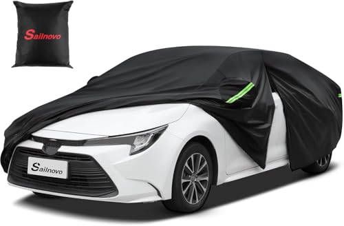 Sailnovo Capa impermeável para automóvel para todos os tipos de clima, 7 camadas cobertura exterior completa para carro, para Nissan verde ao ar livre proteção UV com fecho de correr (fino a 450 cm)
