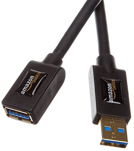 Amazon Basics Cabo de extensão USB-A 3.0 tipo macho para tipo A-fêmea (3 m), preto