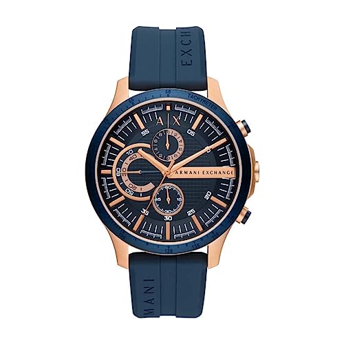 Armani Exchange Orologio da uomo, Movimento cronografo al quarzo e cassa da 46 mm con cinturino in Silicone