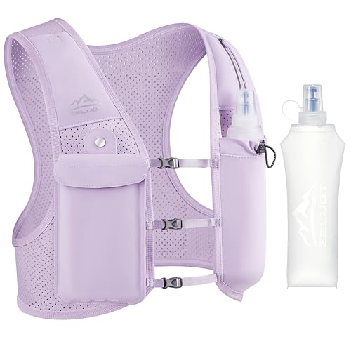 Zelvot Colete de hidratação Trail Running com 500 ml, patente original europeia, alças de peito ajustáveis colete corrida, leve mochila de hidratação para ciclismo carreira