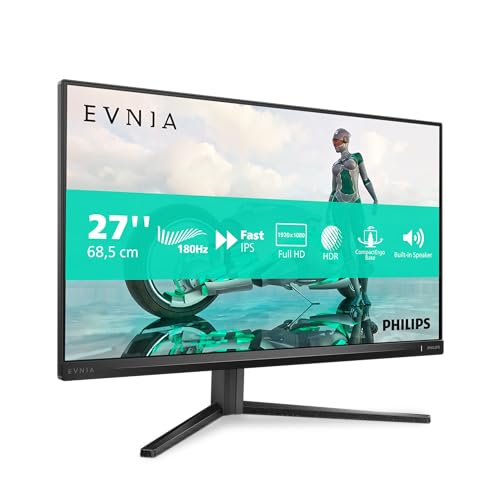 Philips 27M2N3200AM Monitor de jogos Full HD de 27 polegadas, 180 Hz, 1 ms GtG, FreeSync Prem, G-Sync Comp. (1920x1080, 2X HDMI, DisplayPort) preto/cinzento