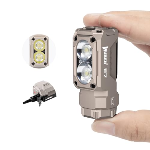 WUBEN E7 1800 lúmenes caqui recarregável mini lanterna com íman – super brilhante 6 modos EDC lanterna recarregável tipo C LED IP68 lanterna lanterna lanterna frontal resgate campismo