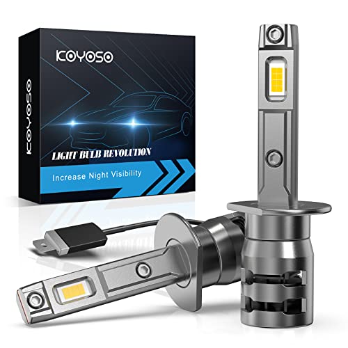 KOYOSO Lâmpadas H1 LED de carro, lâmpada LED farol 16000LM compatível com DC 12 V para eficiência energética