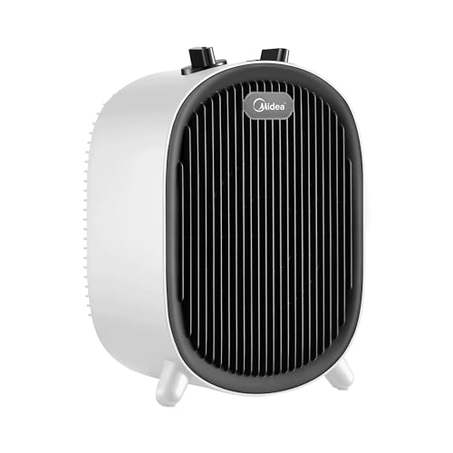 MIDEA Aquecedor elétrico casa de banho de baixo consumo de 2000 W, aquecedor com função de ar frio e 2 níveis de potência, aquecedor portátil com termostato regulável e proteção contra