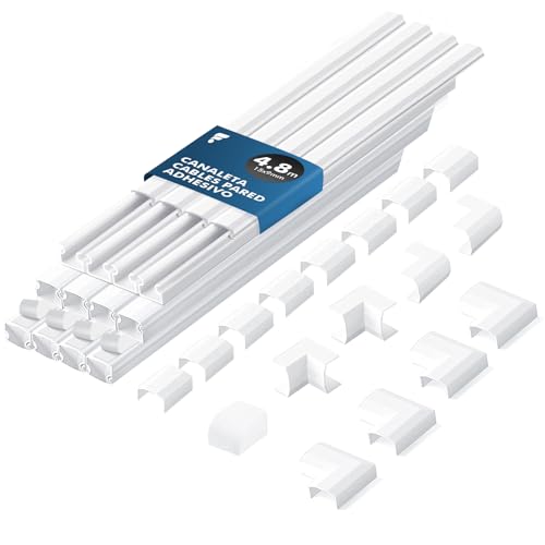 shinfly 4,8 m Caleta de cabos de parede adesivo, calha para cabos elétricos, cobertura de cabo, cabo oculto para televisão, branco 15 mm x 9 mm