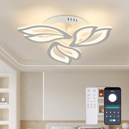 KAUCQI Candeeiro de teto LED regulável Plafon LED teto sala de estar moderna, 52 cm regulável com controlo remoto 3000 K-6000 K, iluminação de teto sala de estar, quarto, corredor, sala de jantar