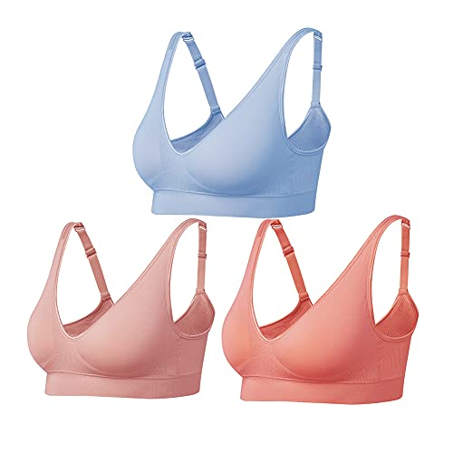 Comfyin Sutiãs sem aros para mulheres sutiã sem costura sem aros com enchimentos removíveis, embalagem de 3
