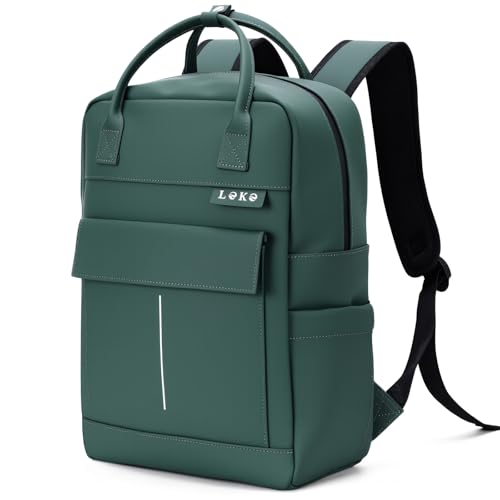 Lekespring Mochila impermeável para mulher e homem, mochilas portátil de 15,6 polegadas com compartimento para portátil, mochila de viagem mala de trabalho para escola, universidade, escritório, preto