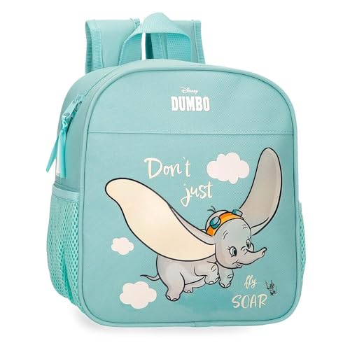Disney Mochila infantil, mochila escolar, feita de poliéster, bolsos laterais, alças largas ajustáveis, alça superior para pendurar, Dumbo, Mochila 25 adaptável