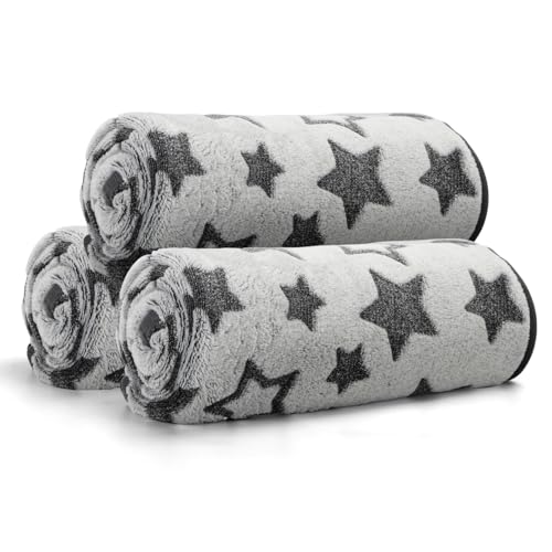Nobleza Flannel Dog Blankets, 3 x manta para cães gatos, XS, 60 x 40 cm, manta macia e quente para gatinhos e cães pequenos, manta de flanela para animais de estimação, lavável na máquina, cinzento