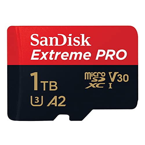 SanDisk Extreme PRO 1TB cartão microSDXC adaptador SD + RescuePro Deluxe, até 200 MB/s, com classe A2 de desempenho das aplicações UHS-I Class 10 U3 V30