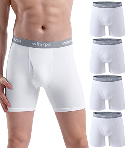 wirarpa Cuecas homem boxer algodão roupa interior confortável para homens sem etiquetas abrir a mosca pack de 4