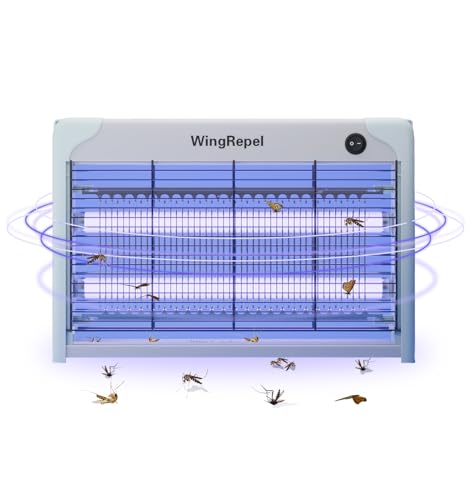 WingRepel Candeeiro de mata mosquitos elétrico potente, 20 W lâmpada mata insetos mosquito elétrico interior, candeeiro anti-mosquitos UV mata-moscas elétrico com grade de 2400 V