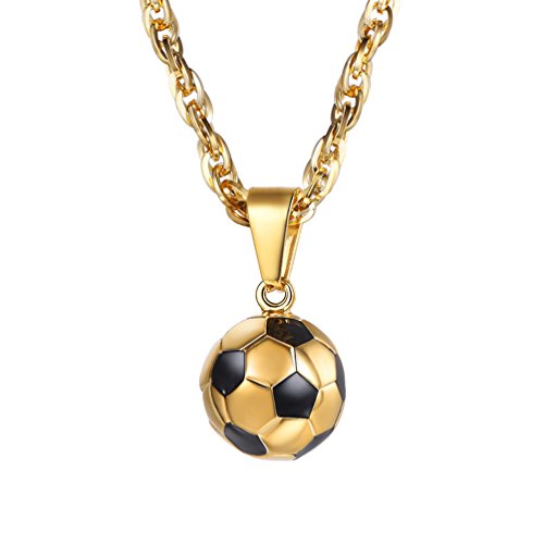 PROSTEEL Pingentes bola futebol balompié em aço inoxidável com correntes ajustáveis, presente original para fãs de desportista futebol
