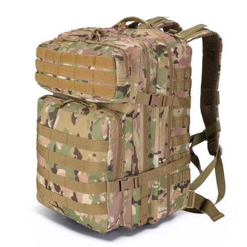 Mochila tática militar 45 l, pacote de assalto molde de grande capacidade impermeável bolsa para exército, mochilas de marcha para emergências de 3 dias caça caminhadas campismo atividade ao ar livre