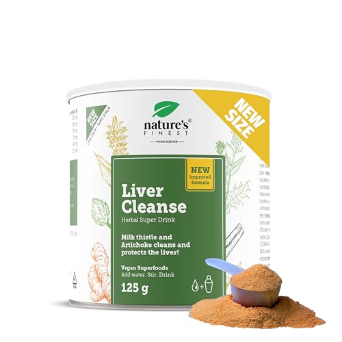 Nature's Finest by Nutrisslim Bio Liver Cleanse, 125 g para 25 dias, limpeza do fígado com cardo mariano (3000 mg), extrato de alcachofra e açafrão e gengibre, Detox natural, vegano