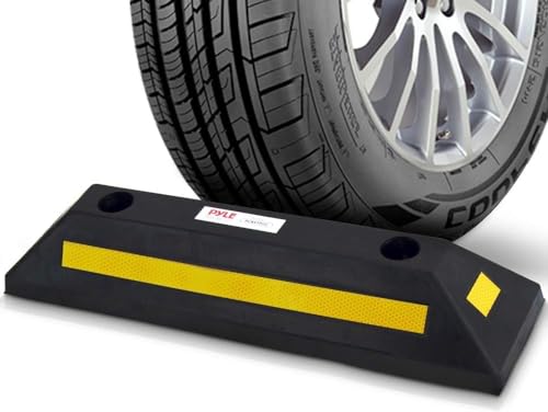 PYLE batente para rodas de plástico, borda de borracha, 1 peça, segurança, bloco de estacionamento resistente, garagem, ideal para carros, Vans, camiões