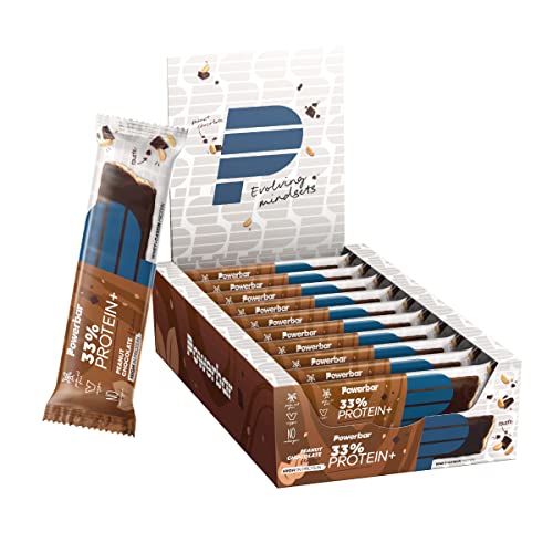 Powerbar Protein Plus 33% Peanut-chocolate 10 x 90 g, barra de alta proteção soro e proteína de caseína