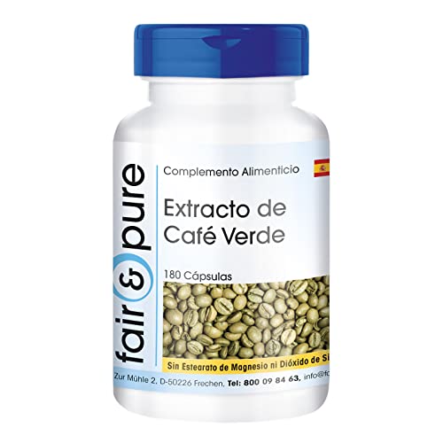 Fair & Pure® - Extrato de café verde 500 mg - Vegan e natural - 45% de ácido clorogénico - alta pureza - 180 cápsulas
