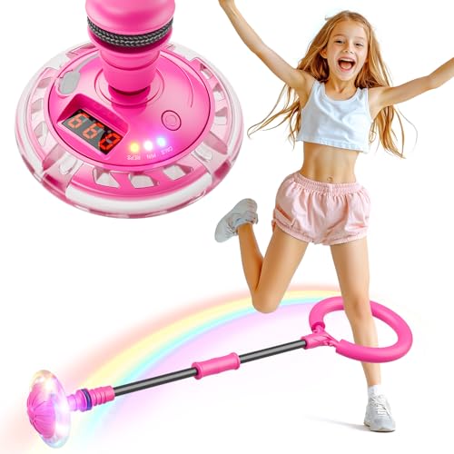 Bola de salto de tornozelo brinquedo menina 6 7 8 9 10 11 anos recarregável luminoso presentes menina jogos meninas bola saltadora para crianças com contagem de voltas contagem de calorias contagem de