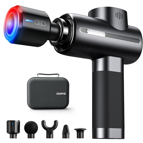 Pistola de massagem muscular de calor e frio, pistola de massagem RENPHO, massajador de motor de tecido profundo de 3200 rpm, Massage Gun, para casa, ginásio, relaxamento muscular de corpo inteiro
