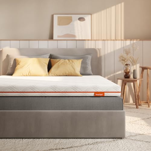 Sweetnight Topper Colchão viscoelástico de espessura de 10 cm, 150 x 190 cm, sobrecolchão com espuma com memória em gel, capa removível, lavável e respirável, 150 x 190 x 10 cm