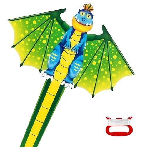 Flintronic Cometas para Niños, Cometa Dinosaurio Grande con 100m Hilo de Cometa, Fácil de Volar y Montar Cometa, para Playa, Campamento, Viaje, Juegos al Aire Libre