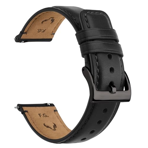 Fullmosa Pulseira de relógio 22 mm 20 mm 18 mm, correia de couro de libertação rápida, correia de substituição para homens / mulheres, correia de relógio para Samsung Galaxy Watch/Huawei Smart Watch