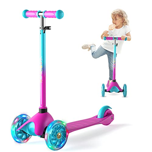 XJD Guiador de skate infantil destacável ajustável com fechadura de direção com LED luzes de carga máxima 50 kg skate de três rodas para crianças dos 2 aos 8 anos