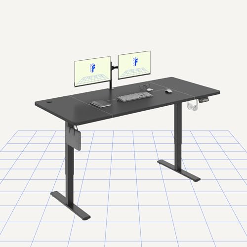 FLEXISPOT Mesa elevável com placa 180 x 80 mesa ajustável elétrica Standing Desk, mesa elevável secretária regulável altura com 4 controlo com memória/gancho/porta-garrafas (preto)
