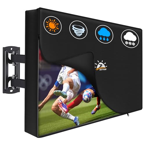 Zettum Capa de TV Zettum dobrável para televisores de 48 a 50 polegadas, impermeável e resistente, capa protetora para ecrã fabricada em tecido Oxford 600D PU com fecho de correr e função rebatível