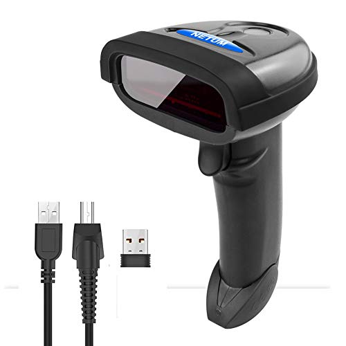 NETUM 2 em 1 2,4 G sem fios e USB com cabo 1D leitor de código de barras laser scanner de código de barras recarregável sem fios manual para computador portátil Mac (NT-1698W)