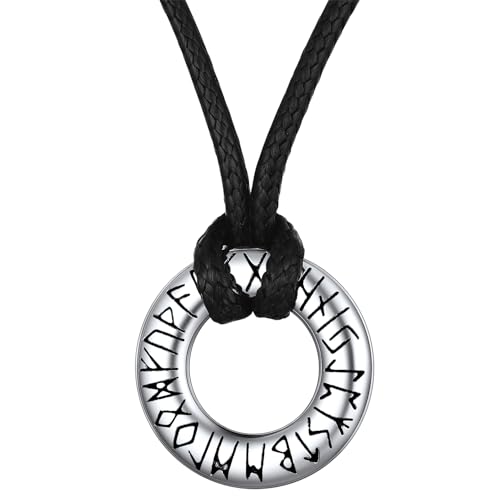 FaithHeart Colar de viking runas de aço inoxidável 316L homem mulher letras tapetes rúnicos jóias espiritual nórdico de talismã de família casais