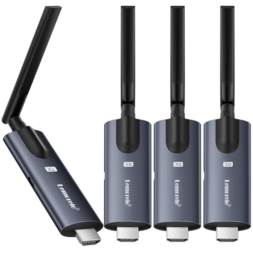 Transmissor HDMI sem fios e 3 receptores Lemorele, transmissão sem fios 1080P, suporta 1 TX até 4 RX, transmissão de vídeo do portátil/câmara/TV Box para HDTV/monitor/projetor