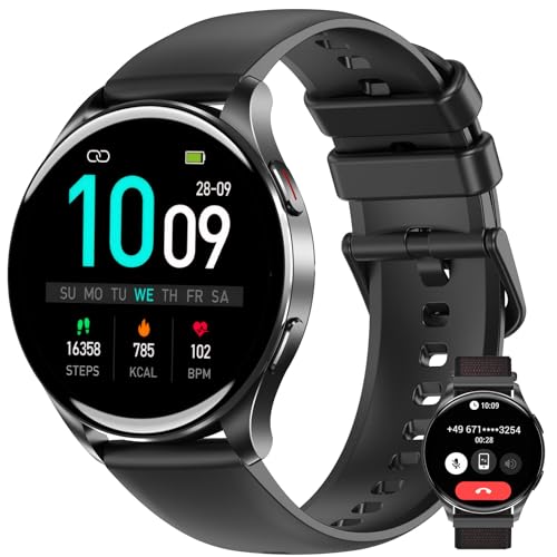 IOWODO Relógio inteligente homem - Smartwatch 1,43" AMOLED com chamadas Bluetooth, monitor cardíaco 24 h, SpO2, sonho, 120 modos, 2 correias, IP68, para iOS/Android
