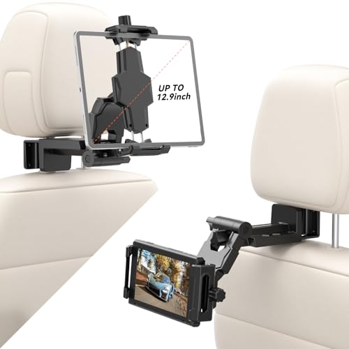 KDD Suporte para tablet para carro, suporte para iPad de carro de 360° rotação, suporte para tablet suporte de encosto de cabeça compatível com iPad Pro, Air, Switch, Galaxy, 4,7-12,9" telefone e