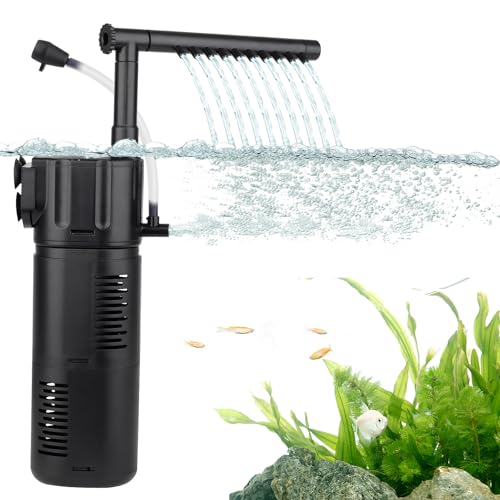 Hygger Filtro interno de aquário 4 em 1 filtro de peixe, filtro de 5 W submersível para aquário pequeno para depósito de 15 - 30 galões, filtro aquário de 55-110 l
