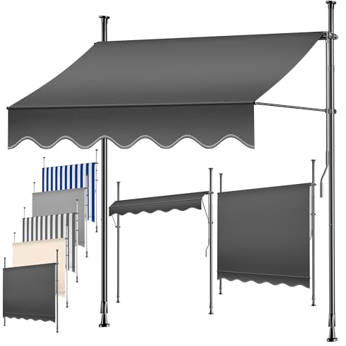 KESSER® Toldo para varanda com manivela, toldo para varandas, resistente aos raios UV, regulável em altura, repelente de água, proteção solar, cobertura para pátios, antracite 400 cm