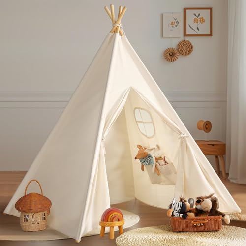 Wilwolfer Tenda de campanha infantil, tenda dobrável para bebé e saco de armazenamento, tenda de lona para crianças, casa de jogos para crianças para interior e exterior