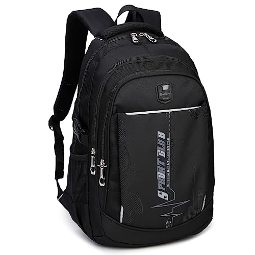 SIVENKE Escola mochilas escolares mochilas escolares mochilas portáteis mochilas informáticas mochilas de lazer mochilas de viagem mochilas para crianças jovens, Preto, Durável, resistente