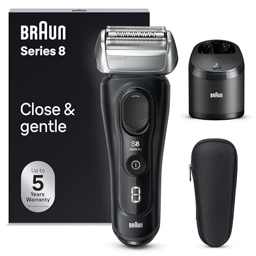 Braun Série 8 máquina de barbear elétrica para homem, máquina de barbear barba, centro de limpeza SmartCare, máquina de barbear elétrica a seco e molhado, 8560 cc, preto